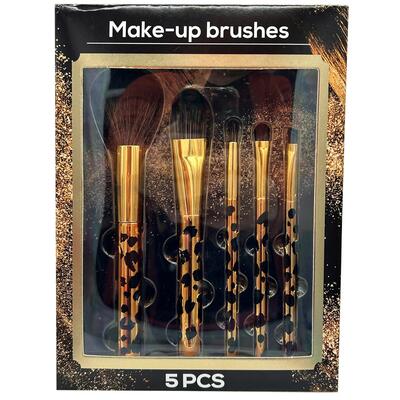 Leopard Print Make-Up Brushes 5pcs