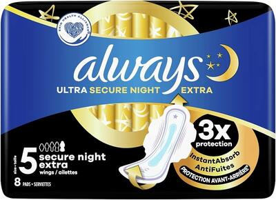 Always Ultra Secure Night Extra 8ct: $13.00