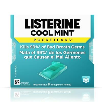 Listerine PocketPaks Breath Strips Cool Mint 24 pack: $10.76