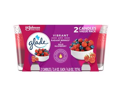 Glade 1 Wick Candle 2-In-1 Radiant Berries/Wild Raspberry 2 pack 3.4oz: $20.00
