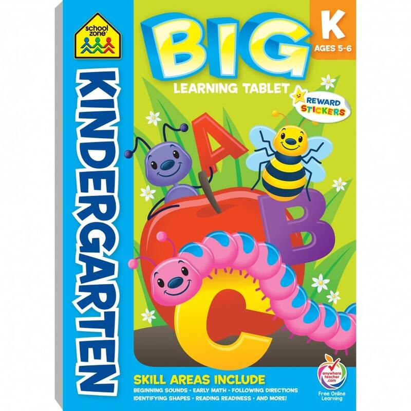 School Zone Big Learning Tablet Kindergarten With  Stickers  240 Pages