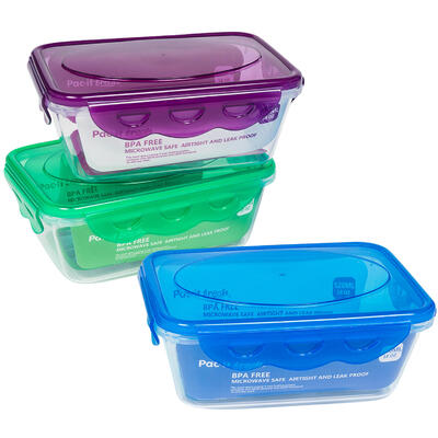 Pac-it Fresh Rectangular Food Container Assorted 18oz