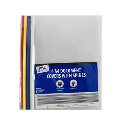 A4 Clear Document Covers & Spines 4pk