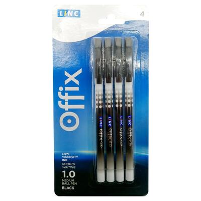 Linc Black Offix Ball Point Pen 4pk