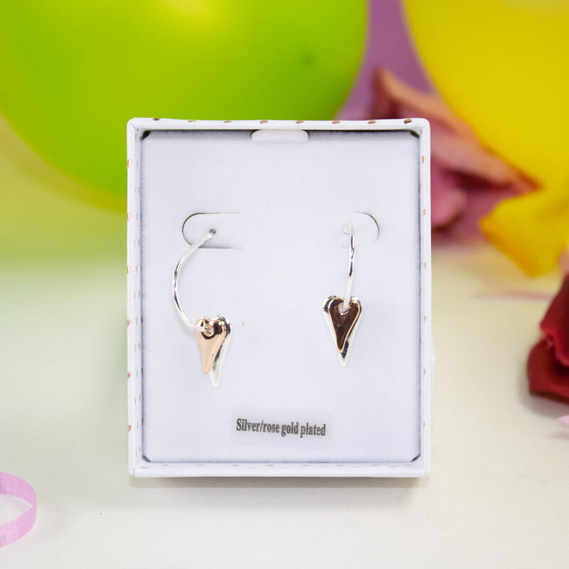 Modern Hearts 2 Tone Hoop Earrings