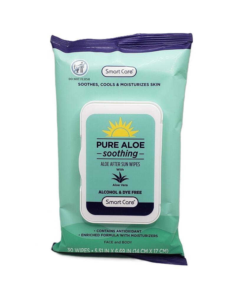 Smart Care Pure Aloe Soothing After Sun Wipes 30 count