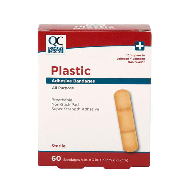 QC Plastic Adhesive Bandages All Purpose 3/4 X 3 Inches 60 ct: $6.00