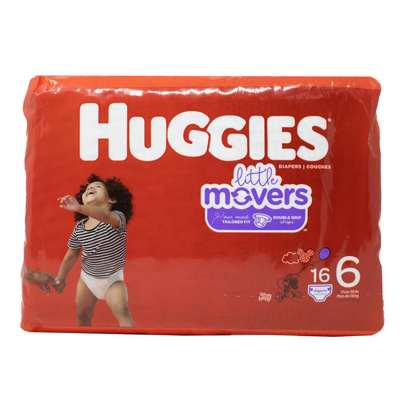 Huggies Little Movers Diapers Jumbo Pack Size 6 16 count: $59.20