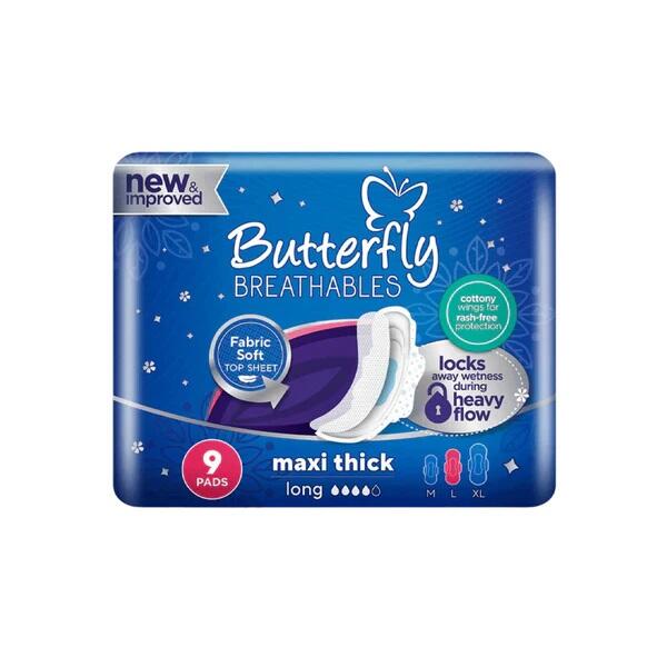 Butterfly Breathables Maxi Thick Sanitary Napkins 9ct
