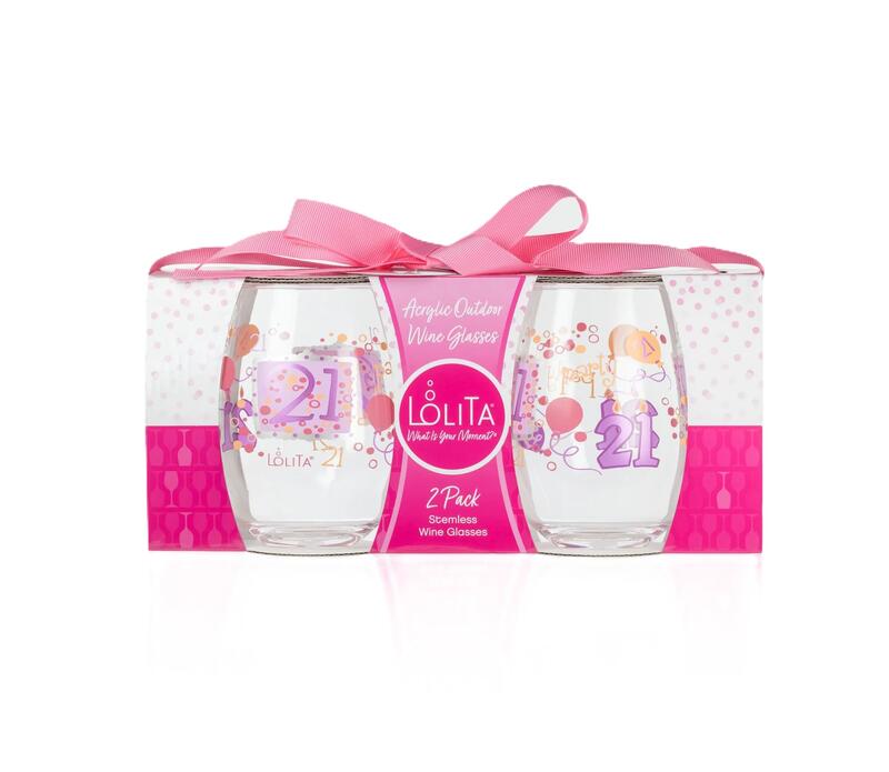 Lolita Stemless Wine Glasses 21st Birthday 2 count