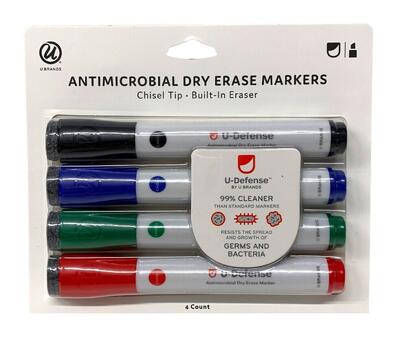 U Brands Antimicrobial Dry Erase Markers 4ct: $10.00
