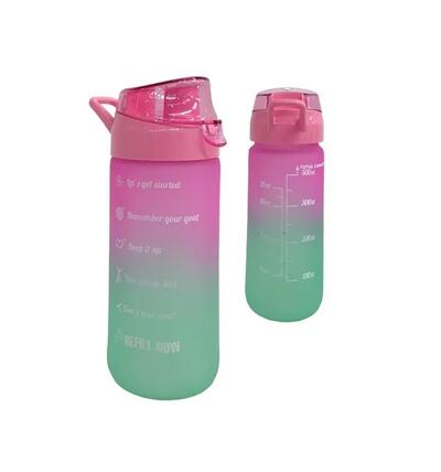 500 CC Glass Double Color Sports Bottle Pink & Green 1 count