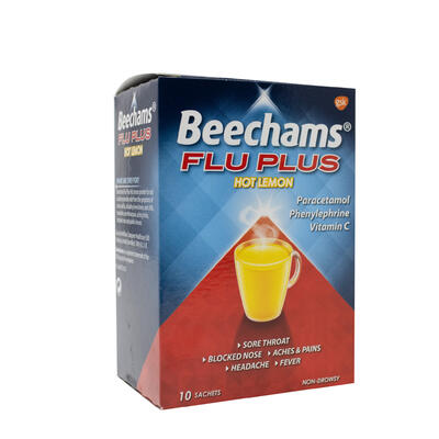 Beechams Cold & Flu Hot Lemon 10 Sachets