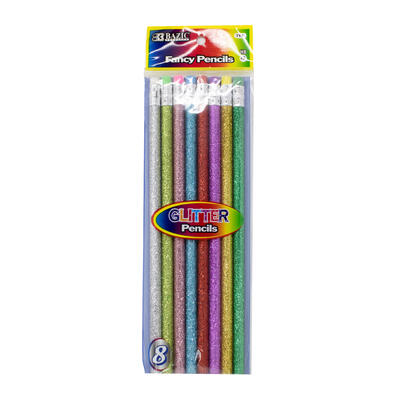 Bazic Metallic Glitter Wood Pencil with Eraser 6pk: $5.00