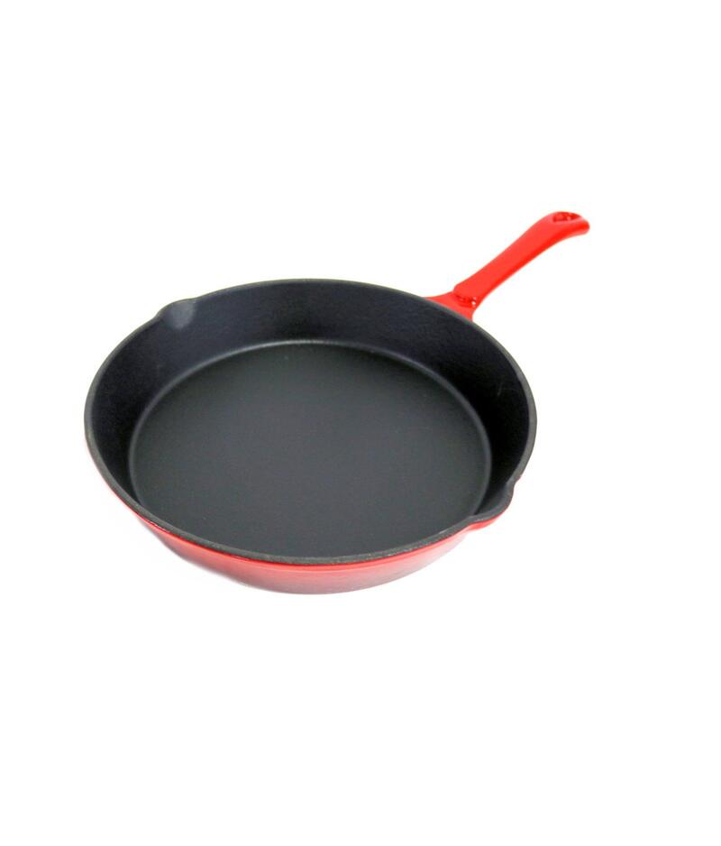 H2H Non Stick Cast Iron Deep Skillet Elite Red 10in