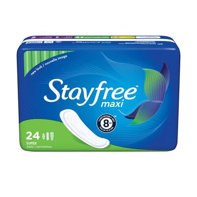 Stayfree Maxi Pads Without Wings Super 24 count: $12.67