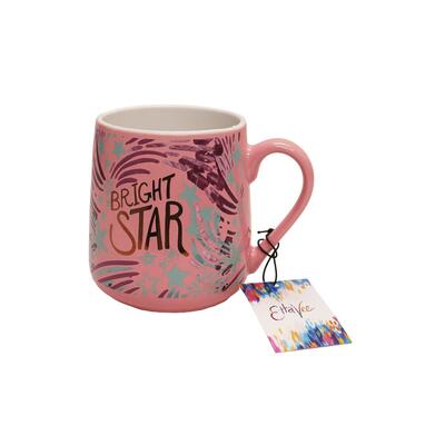 EttaVee Bright Star Pink Ceramic Mug  20oz