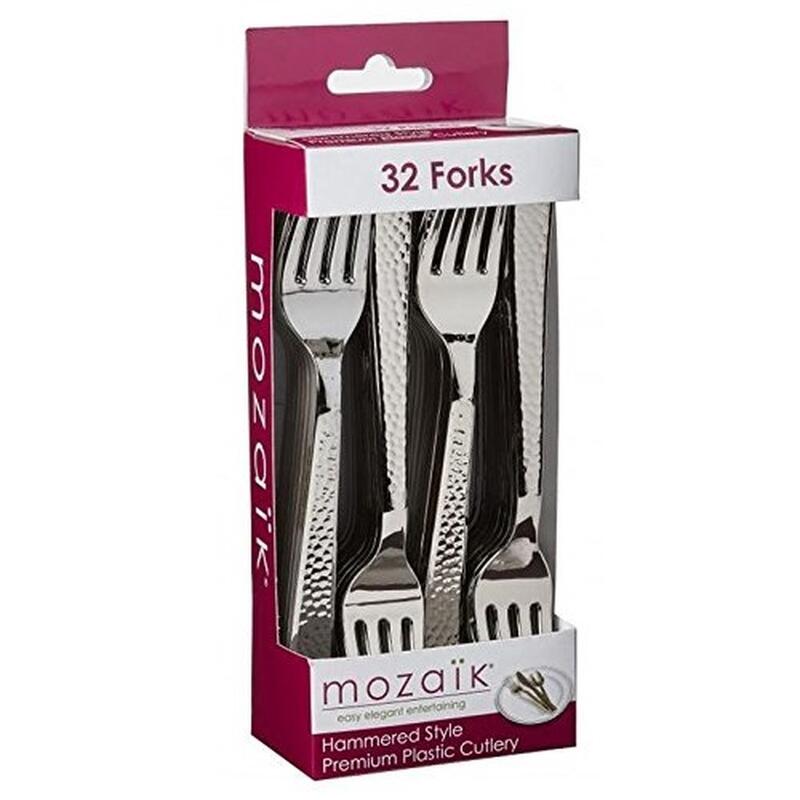 Mozaik Plastics Forks Sliver 32ct