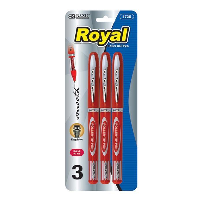 Bazic Royal Red Rollerball Pen 3pk