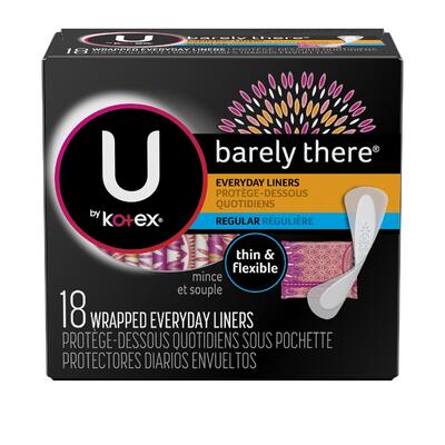 Kotex Barely There Panty Liners Regular 18 count
