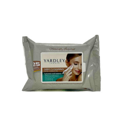 Yardley Deep Cleansing Hyaluronic Acid Essence Facial Towelettes 25 count