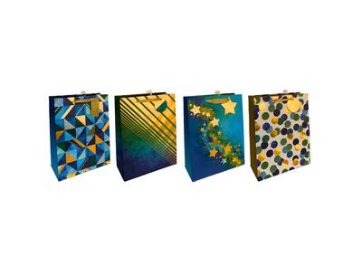 Paper Bag Geometric Blue Medium Assorted 1 count