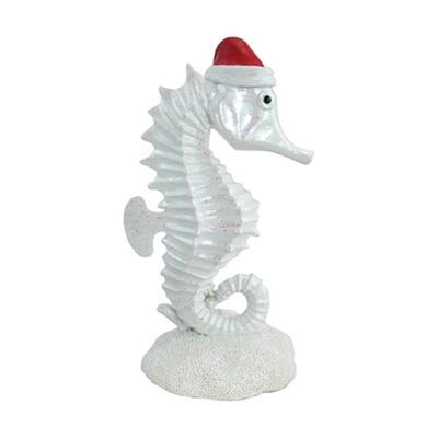 White Seahorse With Christmas Hat