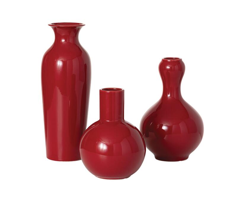 Creamic Vase Set Red 3 pieces