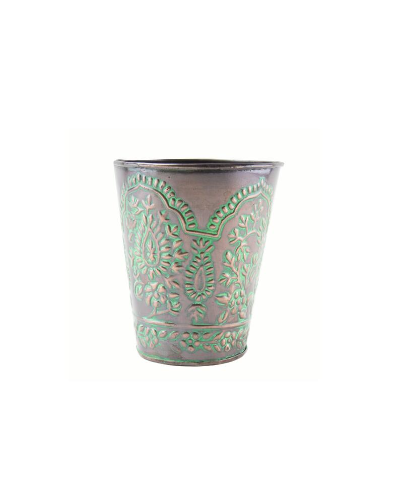 Tapered Mental Planter with Paisley Design 4