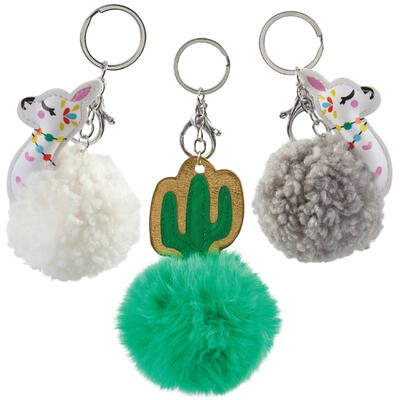 Llama And Cactus Puff Keychain