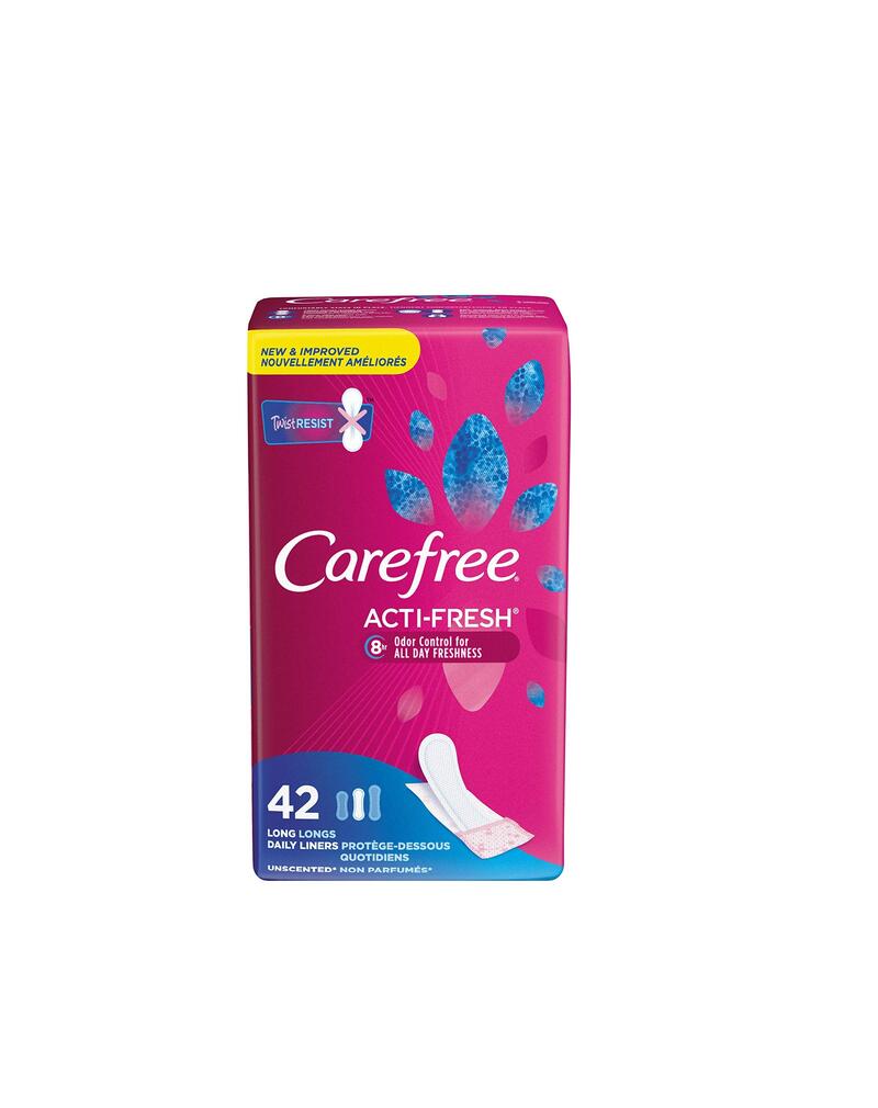 Carefree Acti-Fresh Panty Liners Unscented Long 42 count