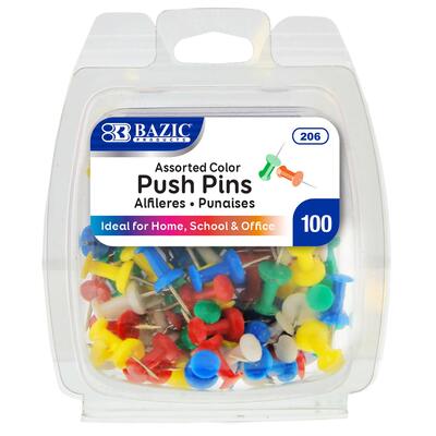 Bazic Push Pins Assorted Color 100 ct: $3.25