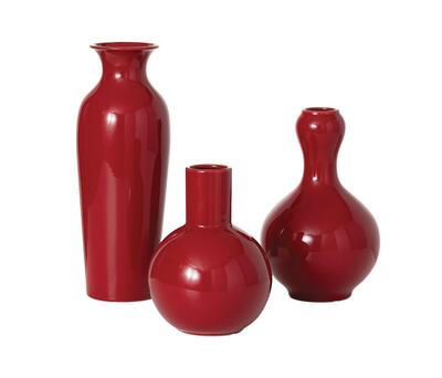 Creamic Vase Set Red 3 pieces