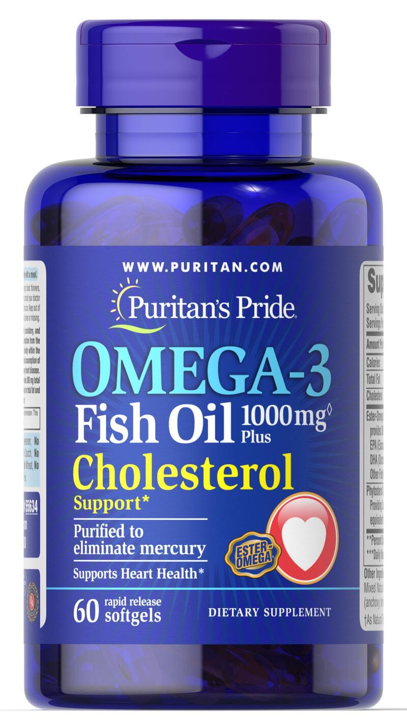 Puritan's Pride Omega-3 Fish Oil Plus Cholesterol Support-60 Softgel 1000mg: $26.75