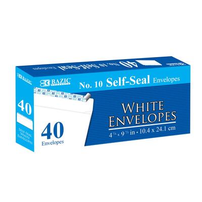 Bazic Self Seal Envelopes White 40 ct