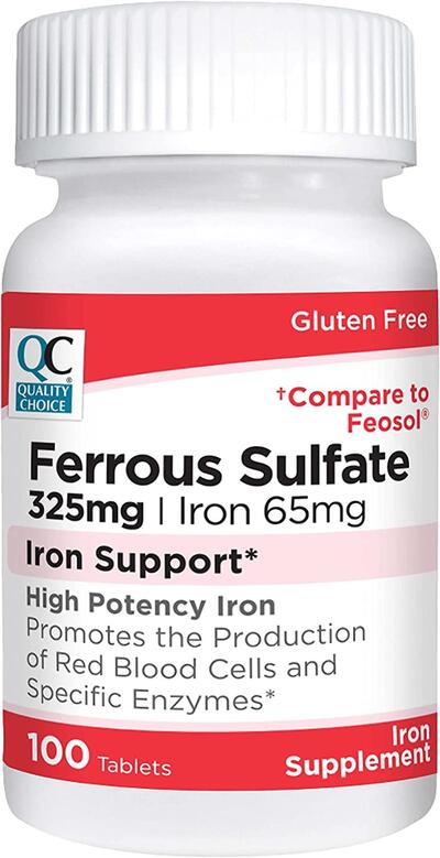 Quality Choice Ferrous Sulfate 325mg 100 Tabs