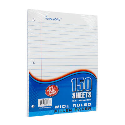 A+ Homework Wide Ruled Filler Paper 150 Sheets: $10.00
