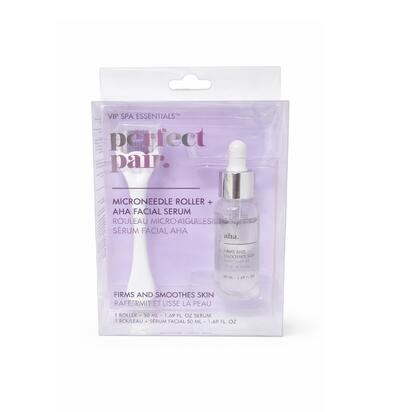 VIP Spa Essentials Perfect Pair Microneedle Roller & Aha Facial Serum