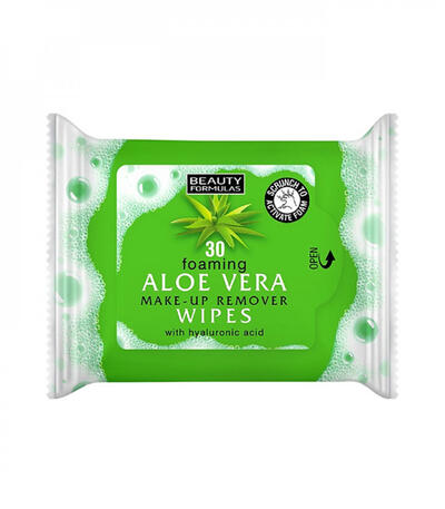 Beauty Formulas Foaming Aloe Vera Make-Up Remover Wipes 30 count: $8.00