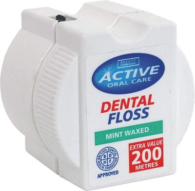 Active Oral Care Dental Floss Mint Waxed 200m