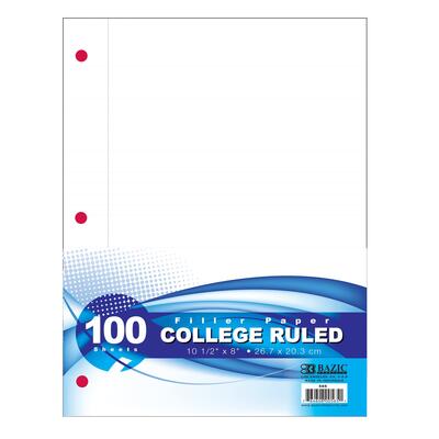 Bazic Filler Paper College Ruled 100 Sheets