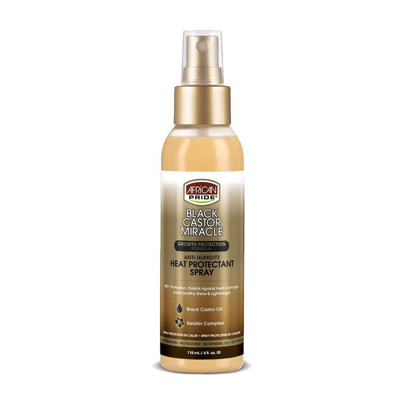 African Pride Black Castor Miracle Heat Protectant Spray 4 oz: $18.00