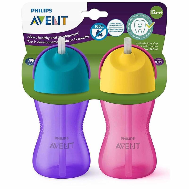 Philips Avent My Bendy Straw Cup Pink Purple Blue Mix 10oz 2Pk