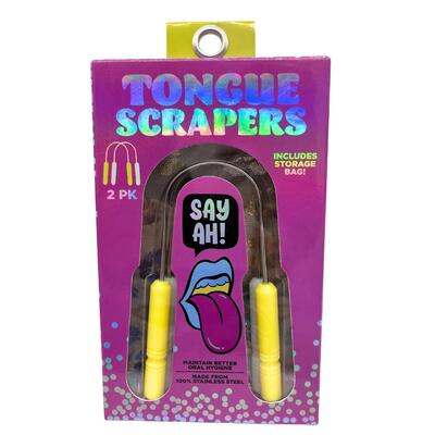 Say Ah Yellow Stainless Steel Tongue Scraper 2pk