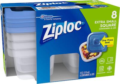 Ziploc Square Containers & Lids Extra Small 4oz x 8 count