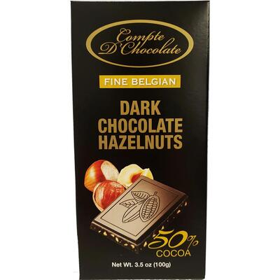 Compte D' Chocolate Fine Belgian Dark Chocolate Hazelnuts 3.5oz: $8.00