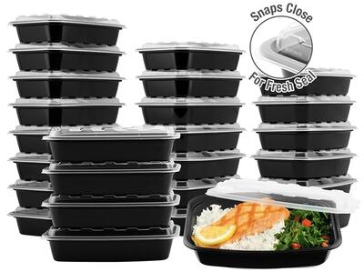 Rectangle Black Base Clear Lid 28oz 50pc
