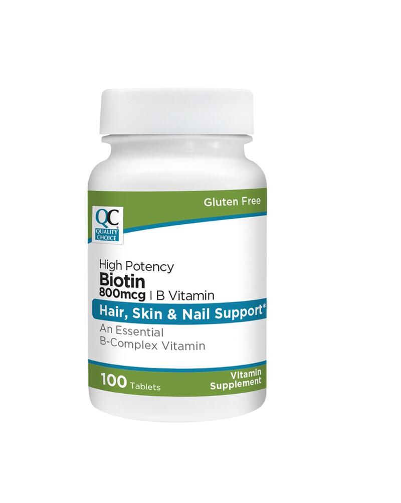 QC Biotin Hair Nail Skin Support  800mcg  100ct: $12.00