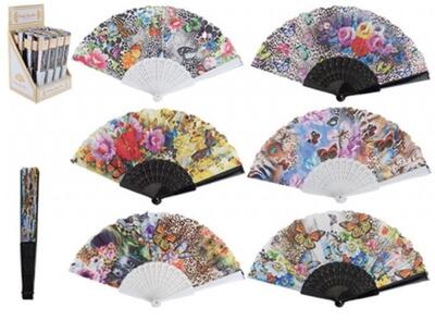 Butterfly Folding Fabric Hand Fan Assorted