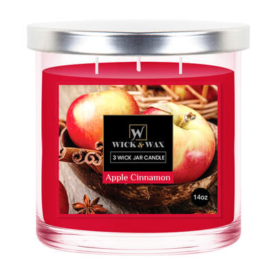 Wick & Wax 3 Wick Jar Candle Apple Cinnamon 14oz